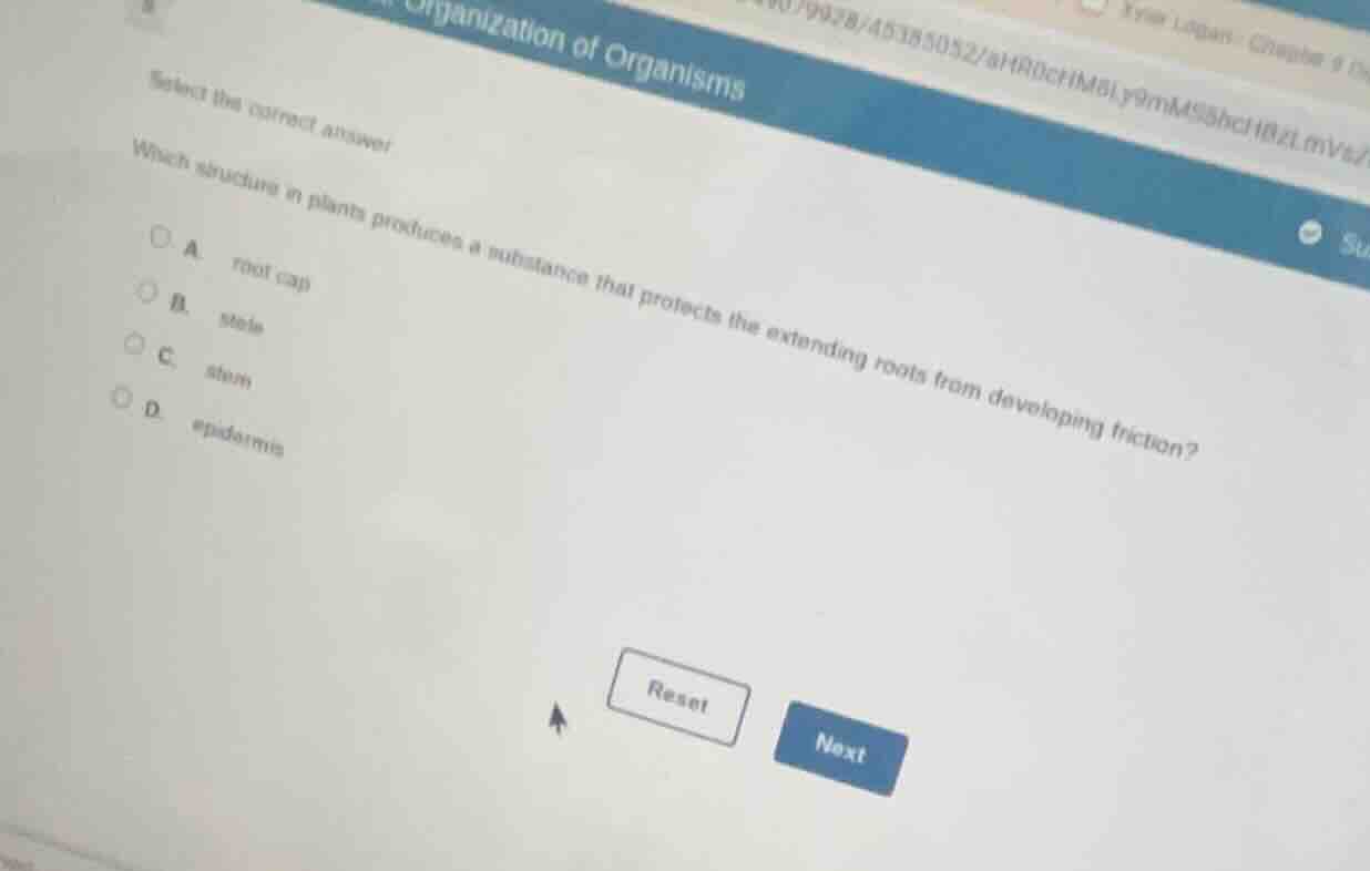 select the correct answer which structure in plants produces a substanc…