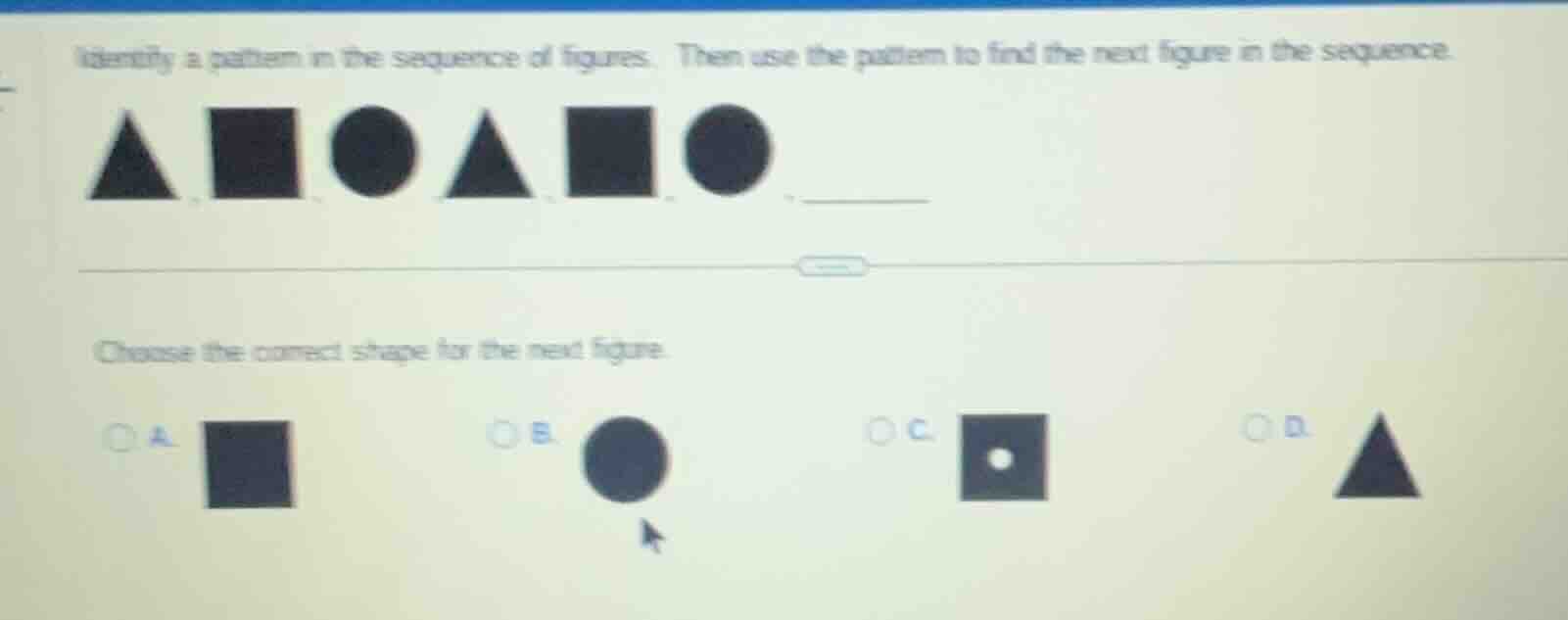 identify a pattern in the sequence of figures. then use the pattern to …