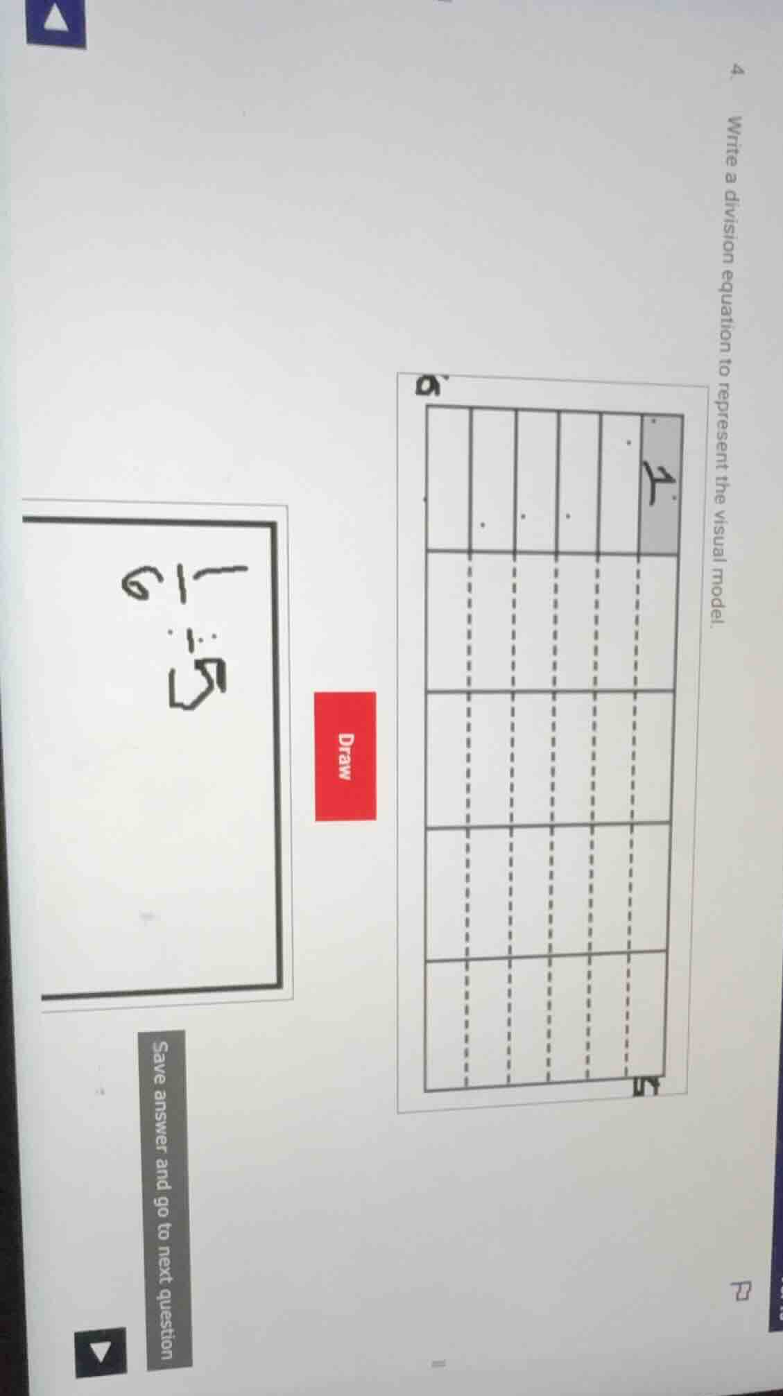 4. write a division equation to represent the visual model.