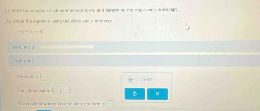 (a) write the equation in slope-intercept form, and determine the slope…