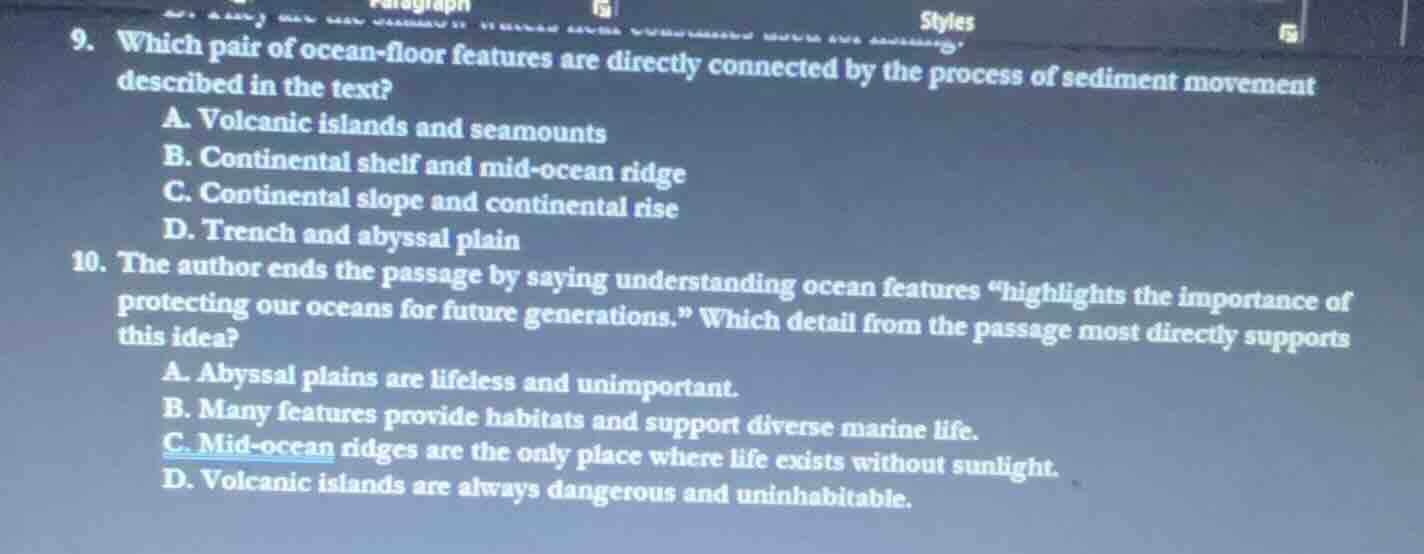 9. which pair of ocean-floor features are directly connected by the pro…