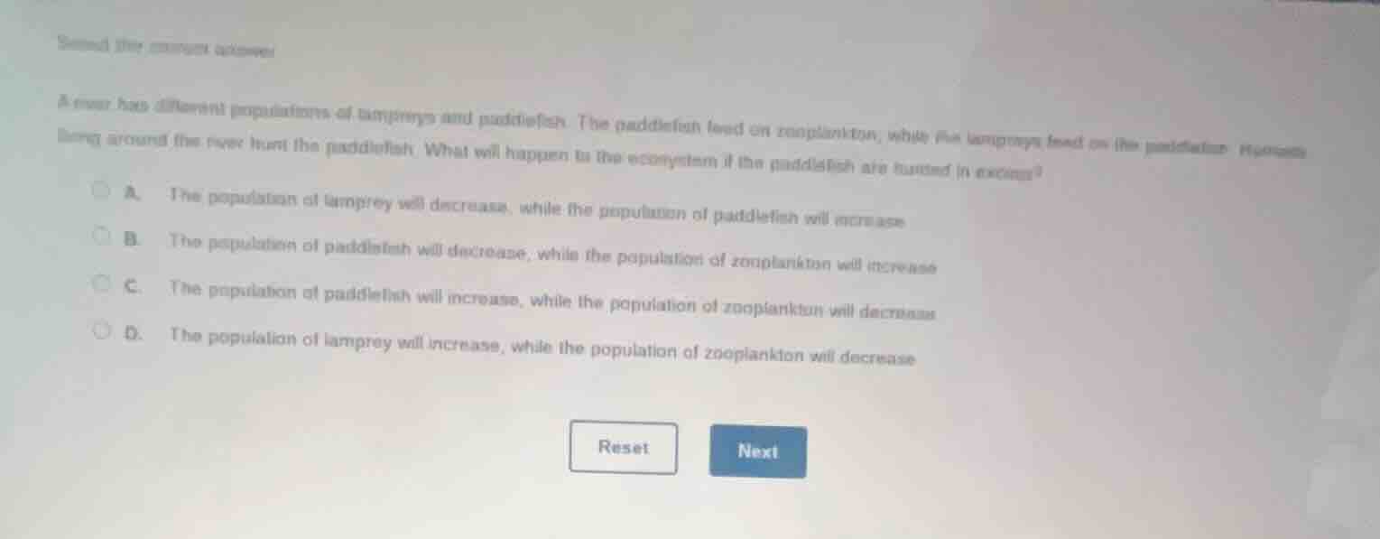 select the correct answer. a river has different populations of lamprey…