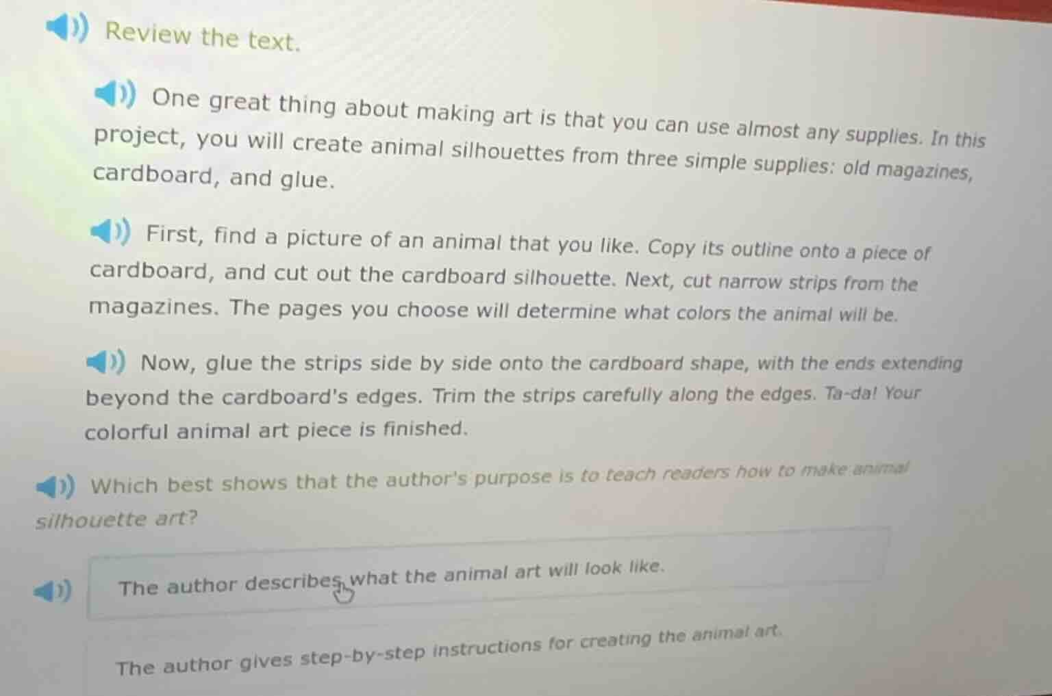 review the text. one great thing about making art is that you can use a…