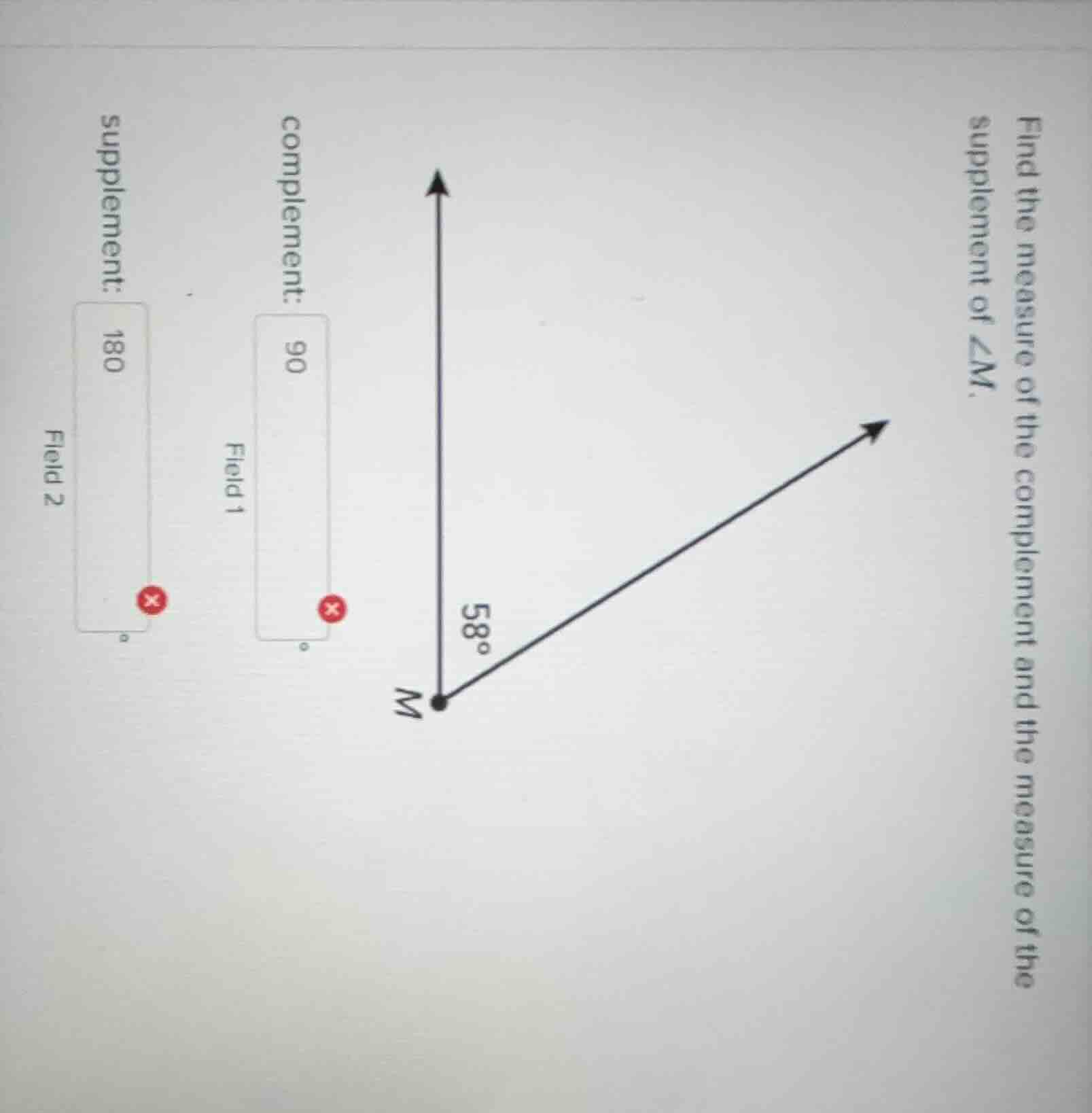 find the measure of the complement and the measure of the supplement of…