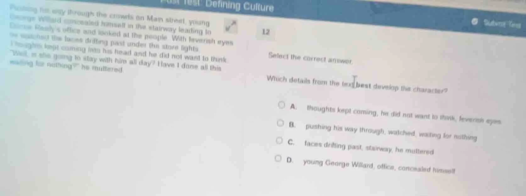 post test: defining culture pushing his way through the crowds on main …