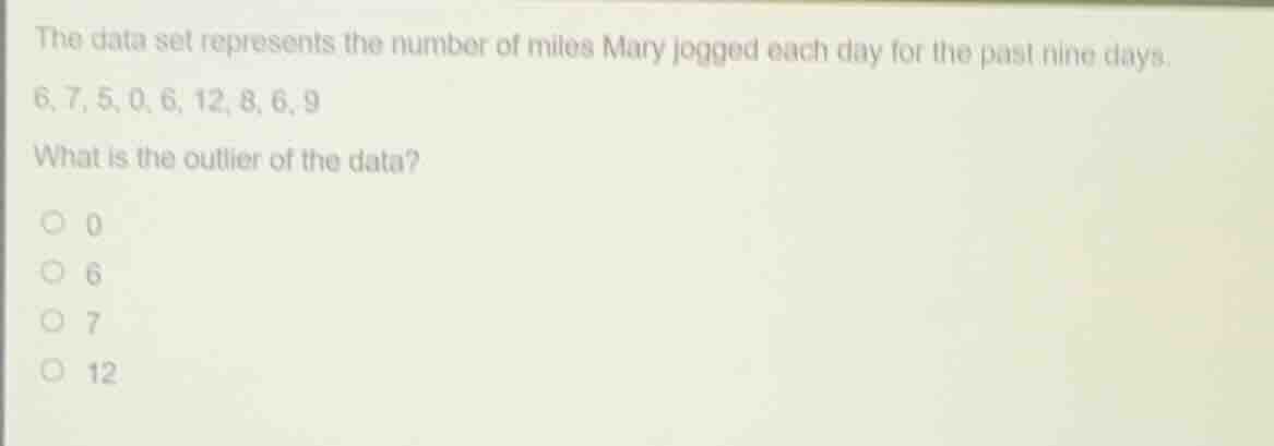 the data set represents the number of miles mary jogged each day for th…