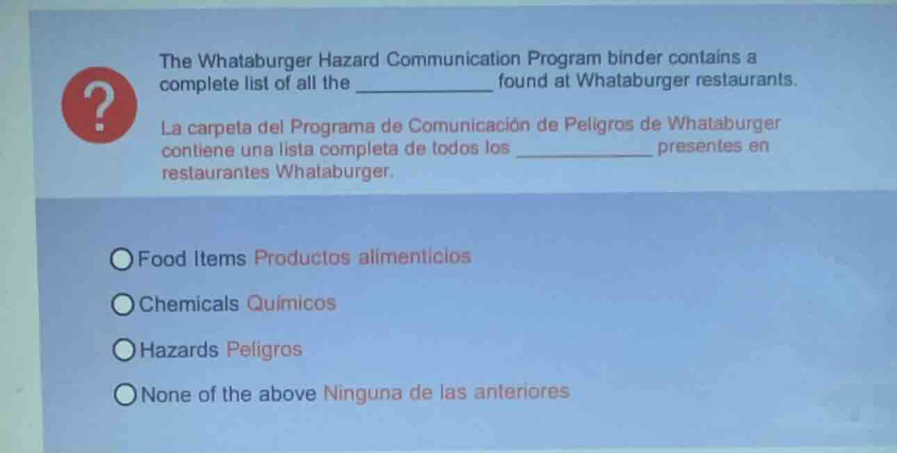 the whataburger hazard communication program binder contains a complete…
