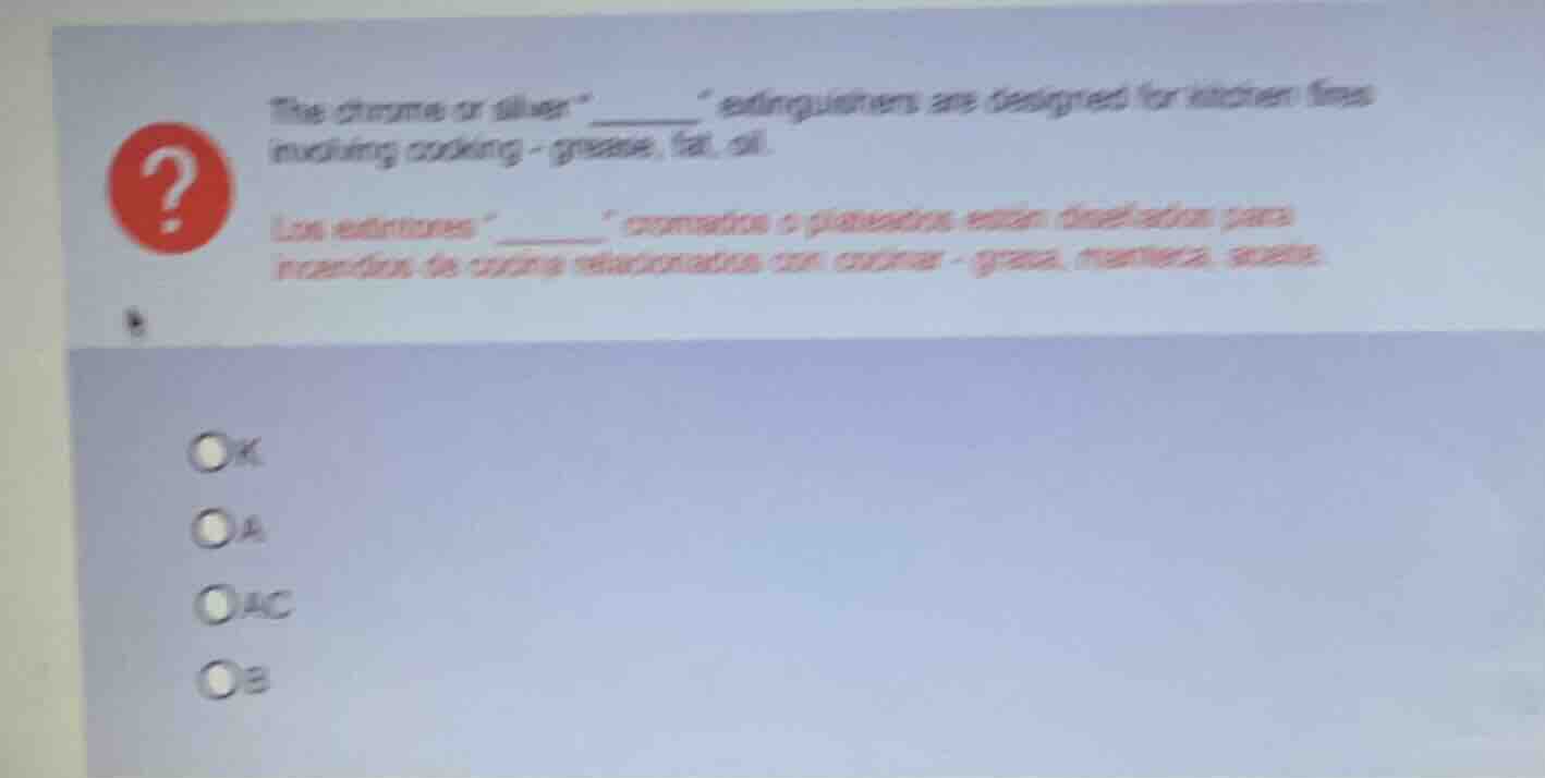 the chrome or silver \______\ extinguishers are designed for kitchen fi…