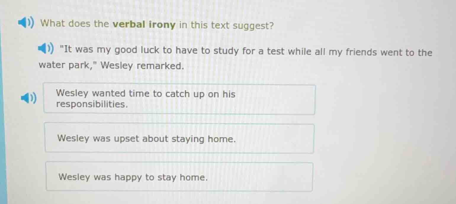 what does the verbal irony in this text suggest? \it was my good luck t…