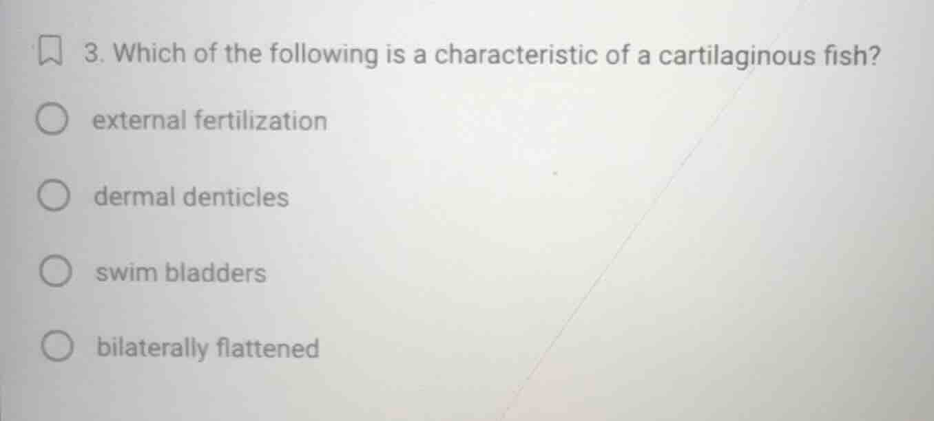 3. which of the following is a characteristic of a cartilaginous fish? …