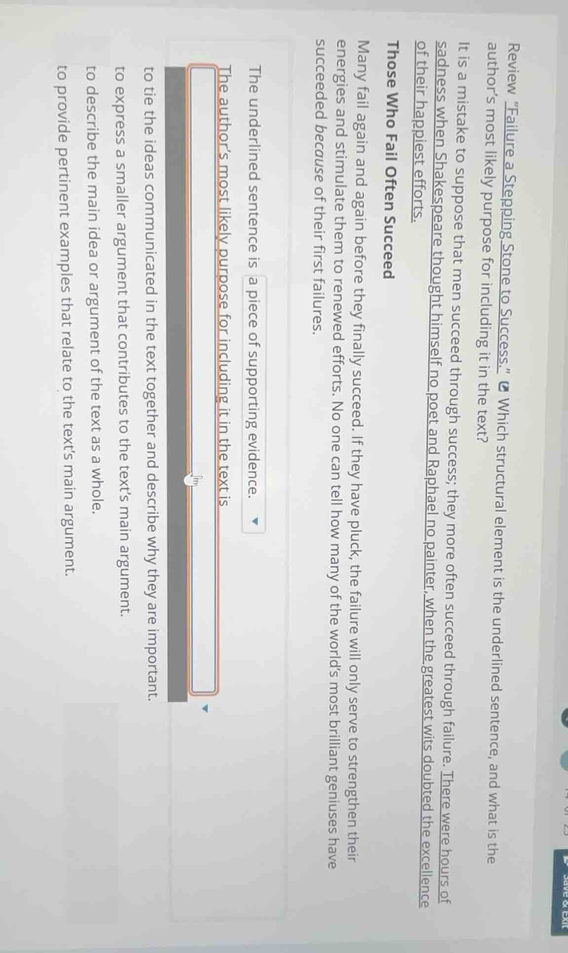 review \failure a stepping stone to success.\ which structural element …