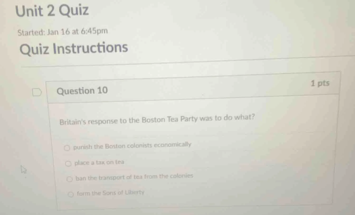 unit 2 quiz started: jan 16 at 6:45pm quiz instructions question 10 1 p…