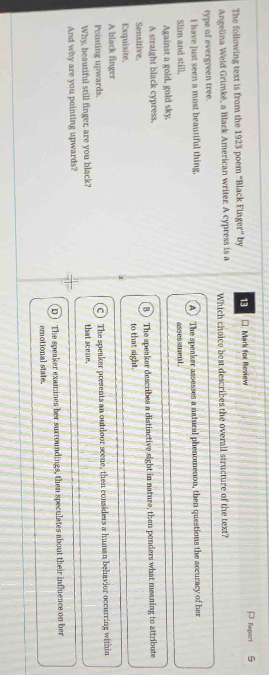 the following text is from the 1923 poem \black finger\ by angelina wel…