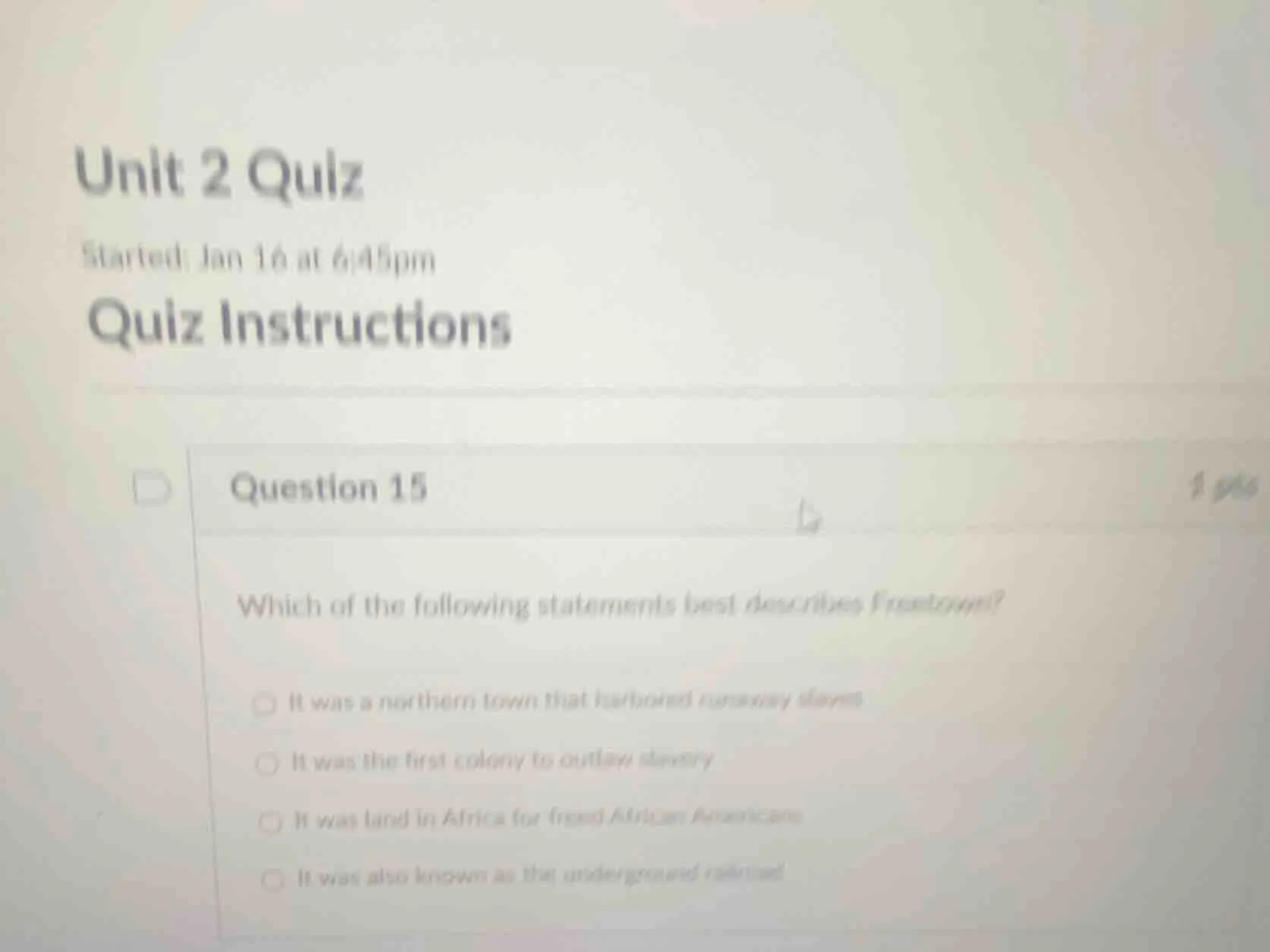 unit 2 quiz started: jan 16 at 6:45pm quiz instructions question 15 1 p…