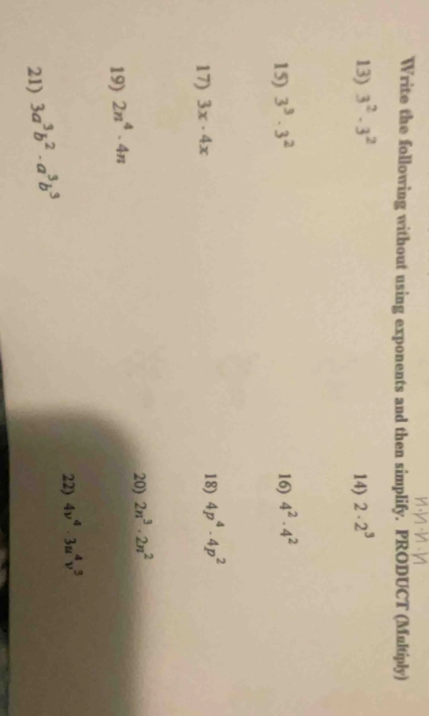 write the following without using exponents and then simplify. product …