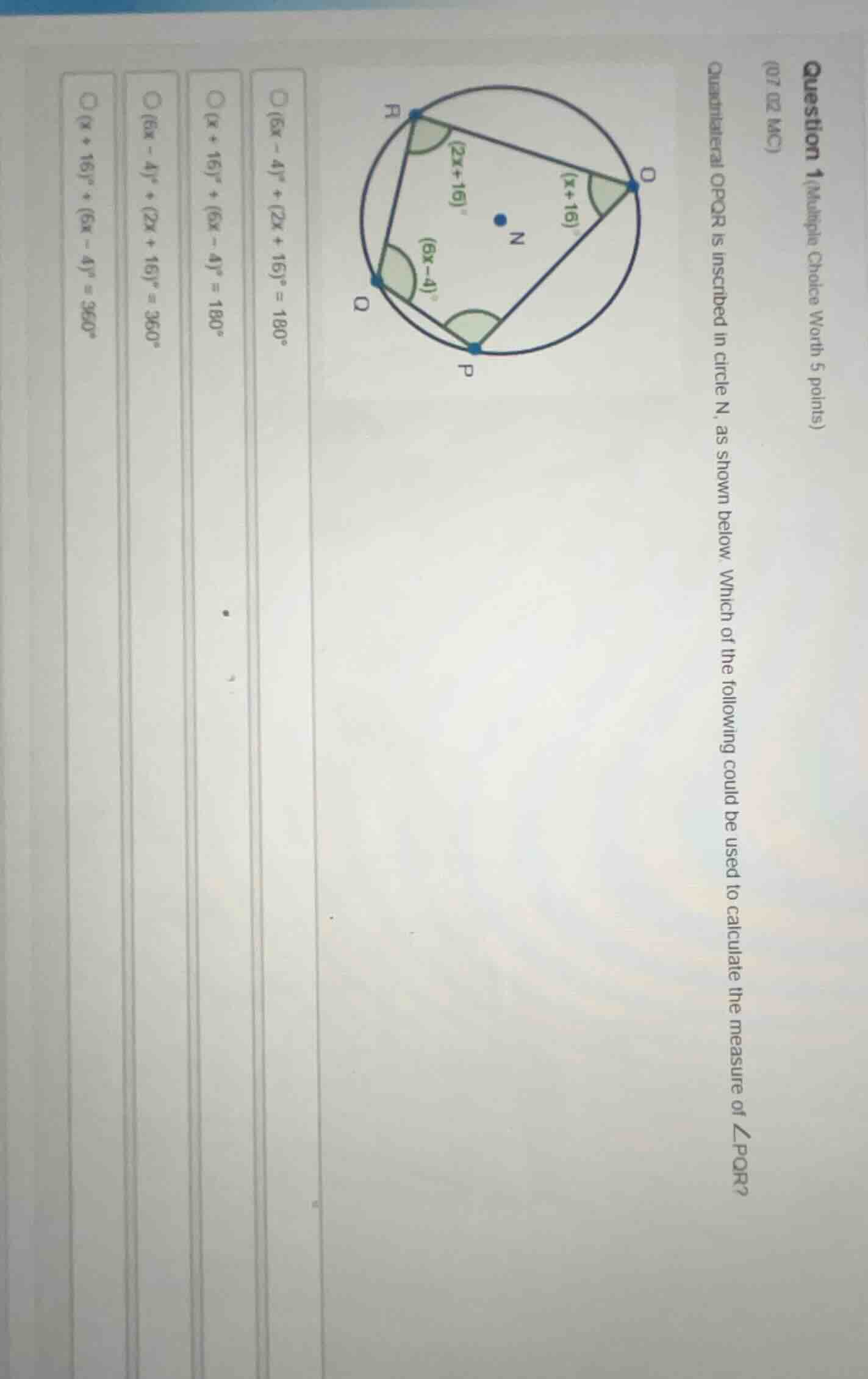 question 1 (multiple choice worth 5 points) (07.02 mc) quadrilateral op…