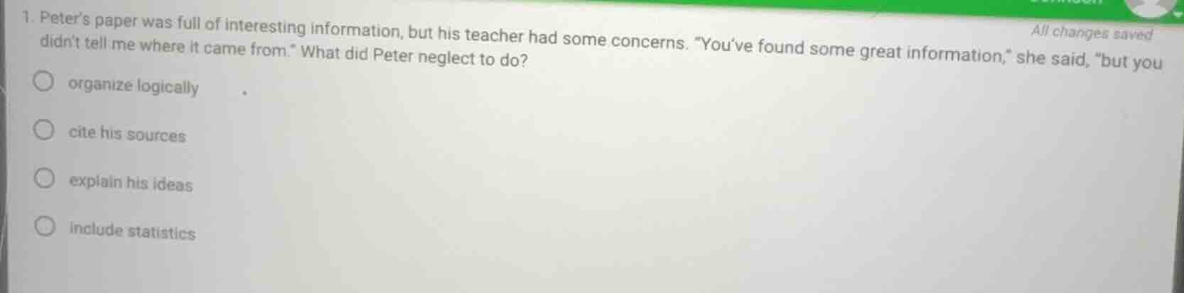 1. peter’s paper was full of interesting information, but his teacher h…
