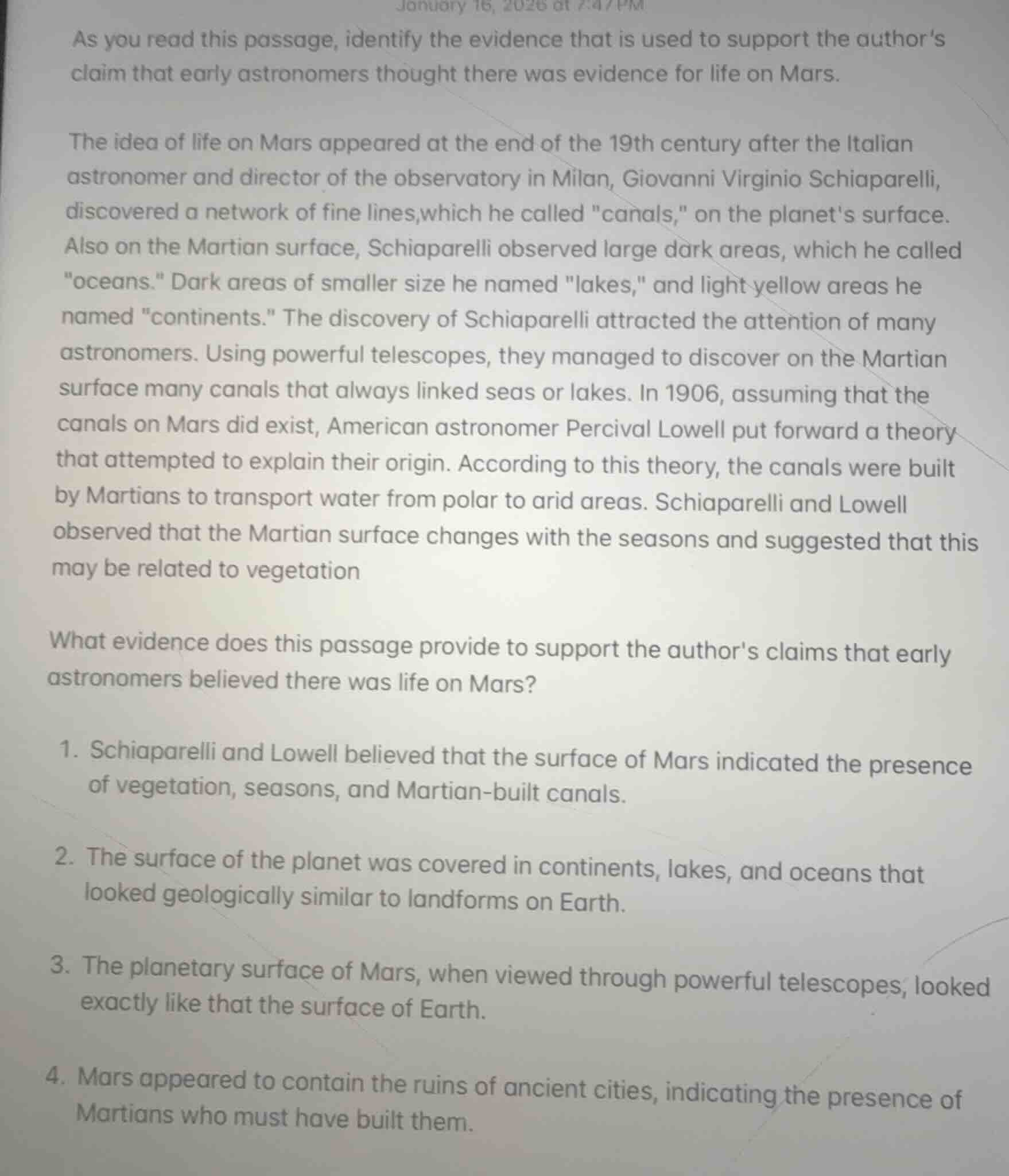 as you read this passage, identify the evidence that is used to support…