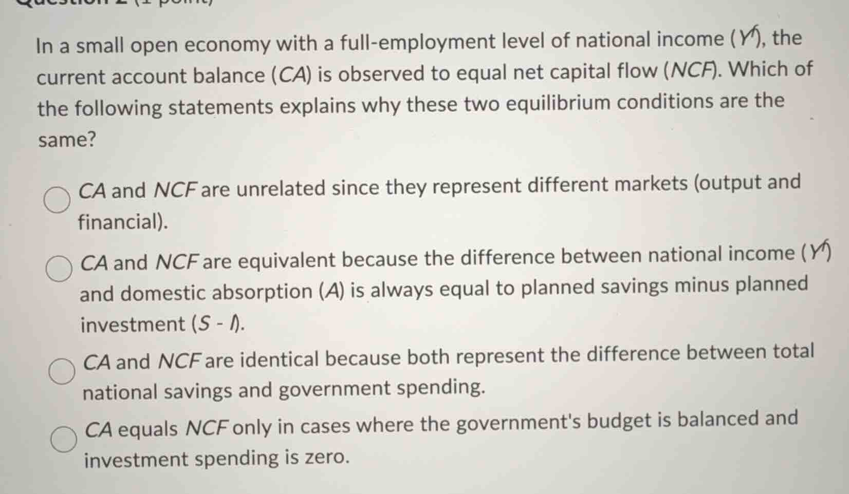 in a small open economy with a full - employment level of national inco…
