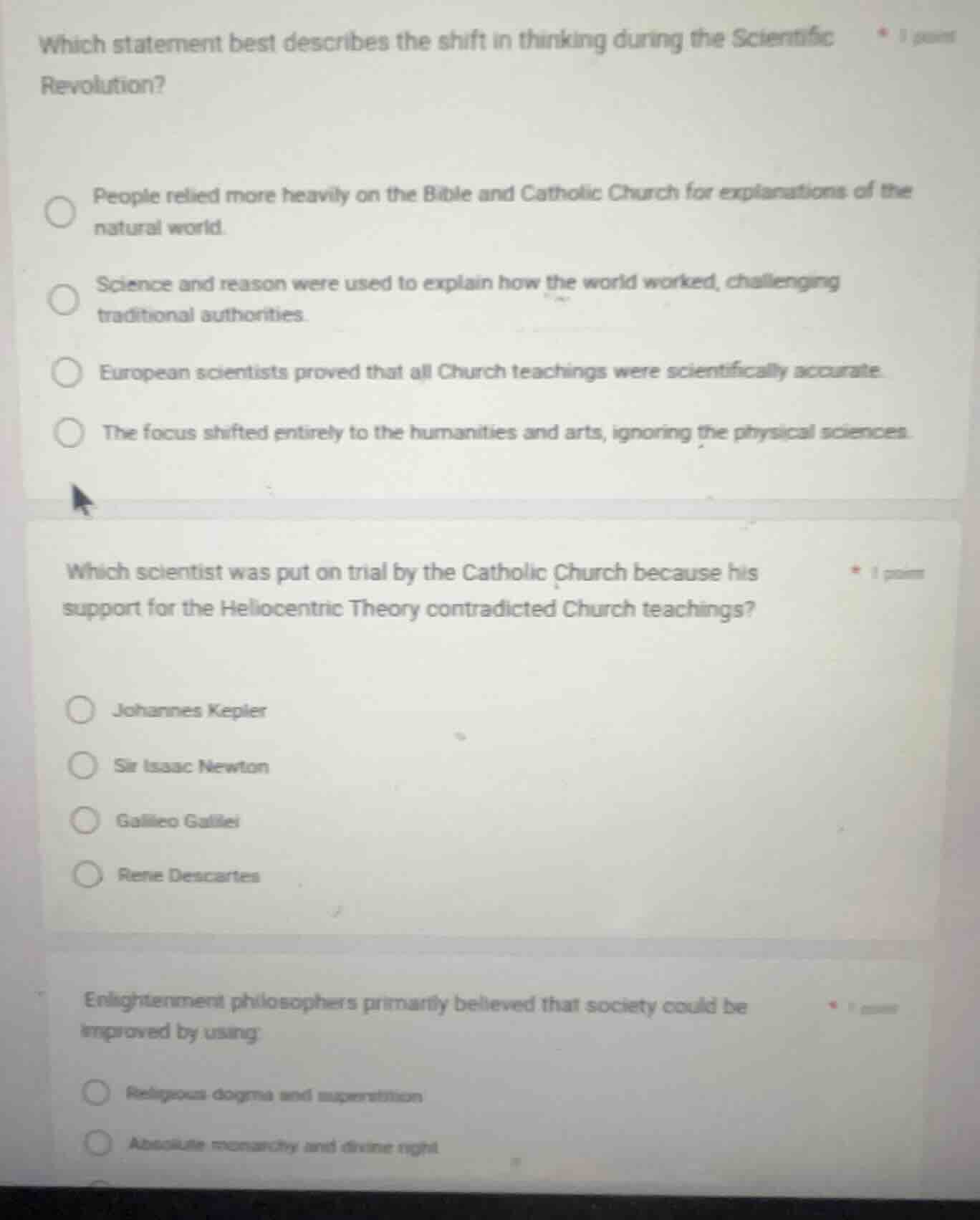 which statement best describes the shift in thinking during the scienti…