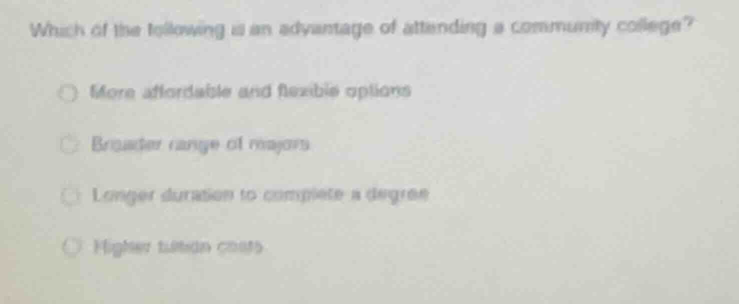 which of the following is an advantage of attending a community college…