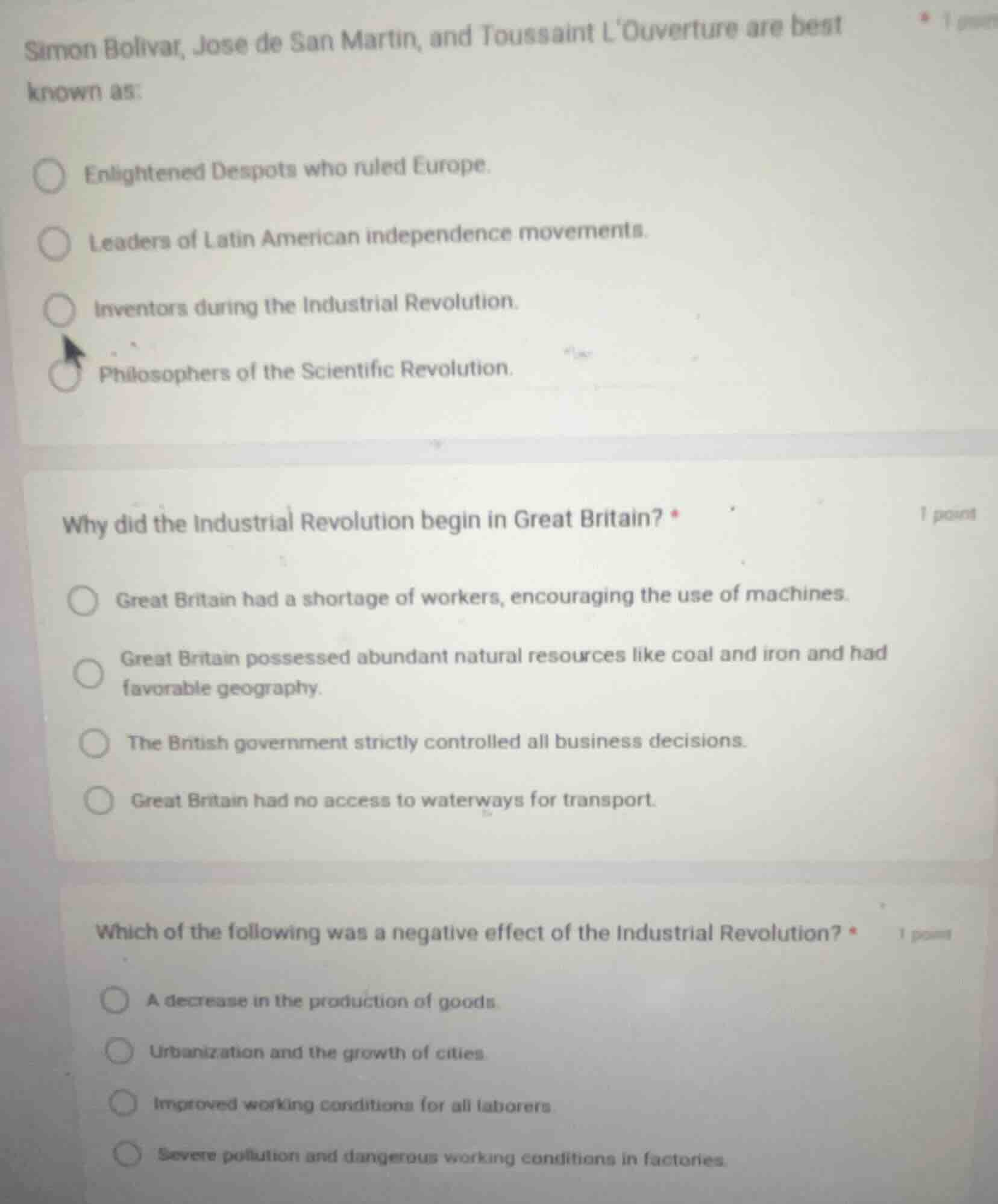 simon bolivar, jose de san martin, and toussaint louverture are best kn…