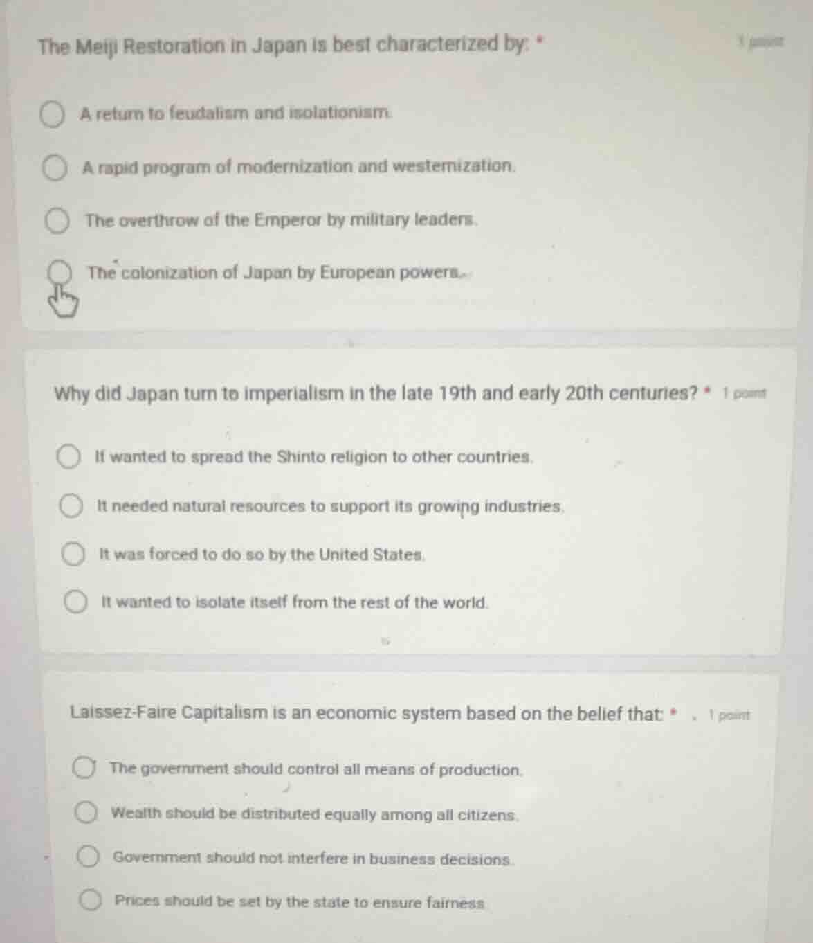 the meiji restoration in japan is best characterized by: a return to fe…