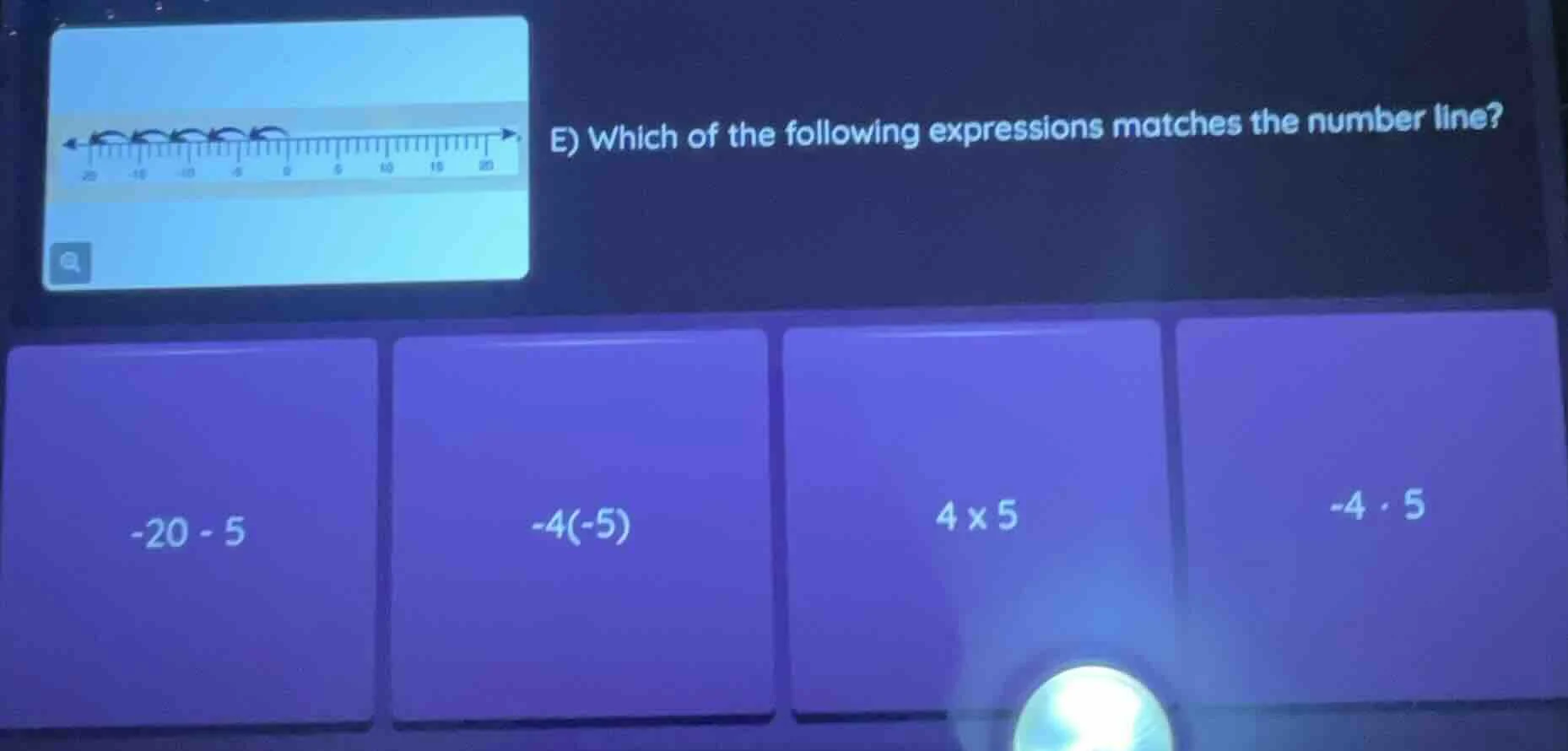 e) which of the following expressions matches the number line? -20 - 5;…