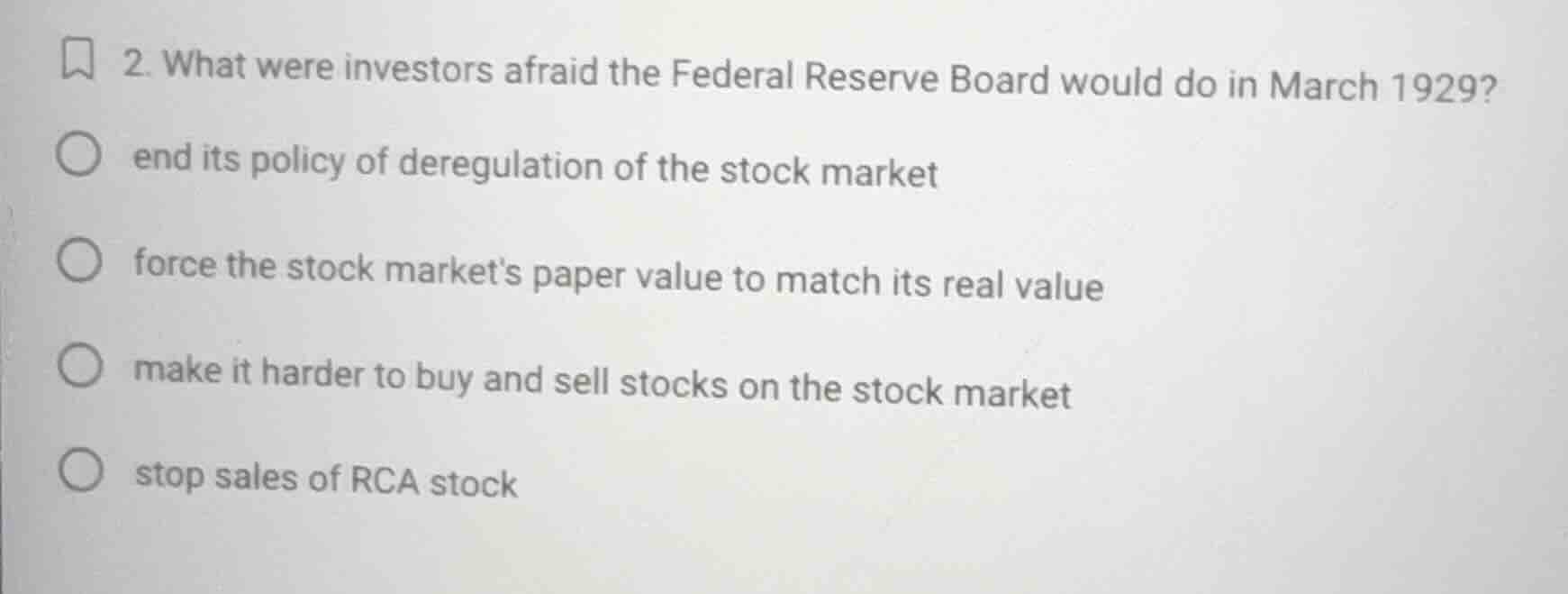 2. what were investors afraid the federal reserve board would do in mar…