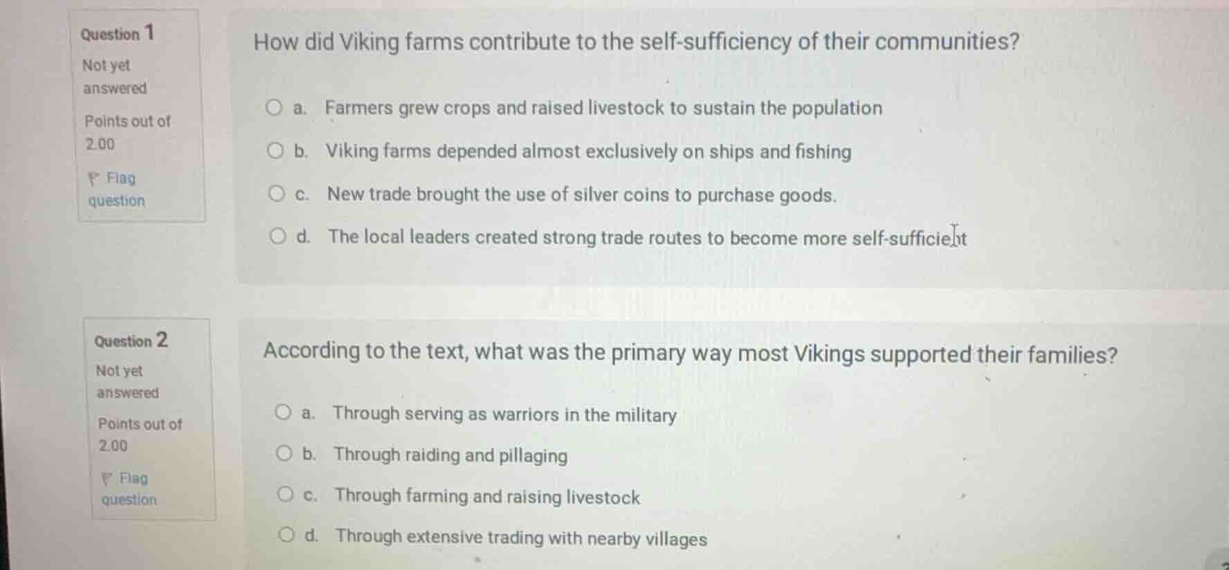question 1 not yet answered points out of 2.00 flag question how did vi…