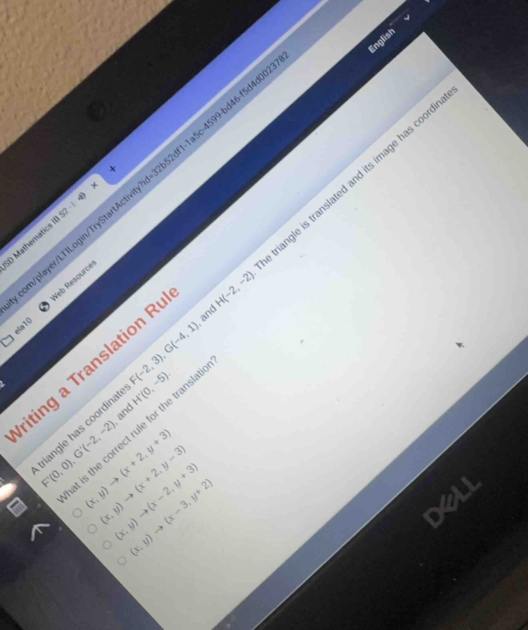 writing a translation rule a triangle has coordinates f(-2, 3), g(-4, 1…