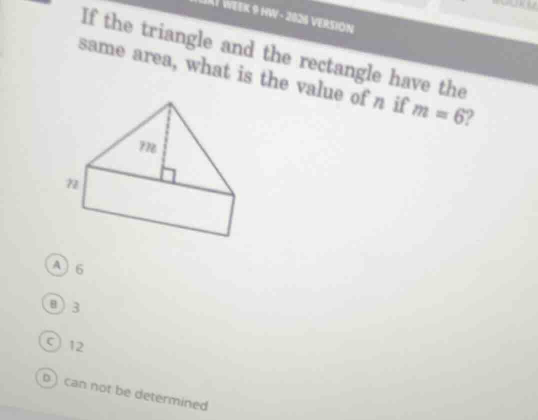if the triangle and the rectangle have the same area, what is the value…