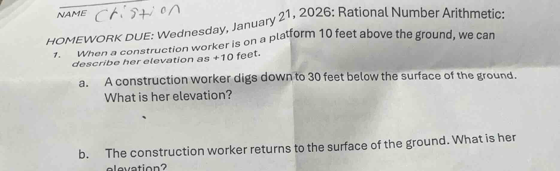 name christian homework due: wednesday, january 21, 2026: rational numb…