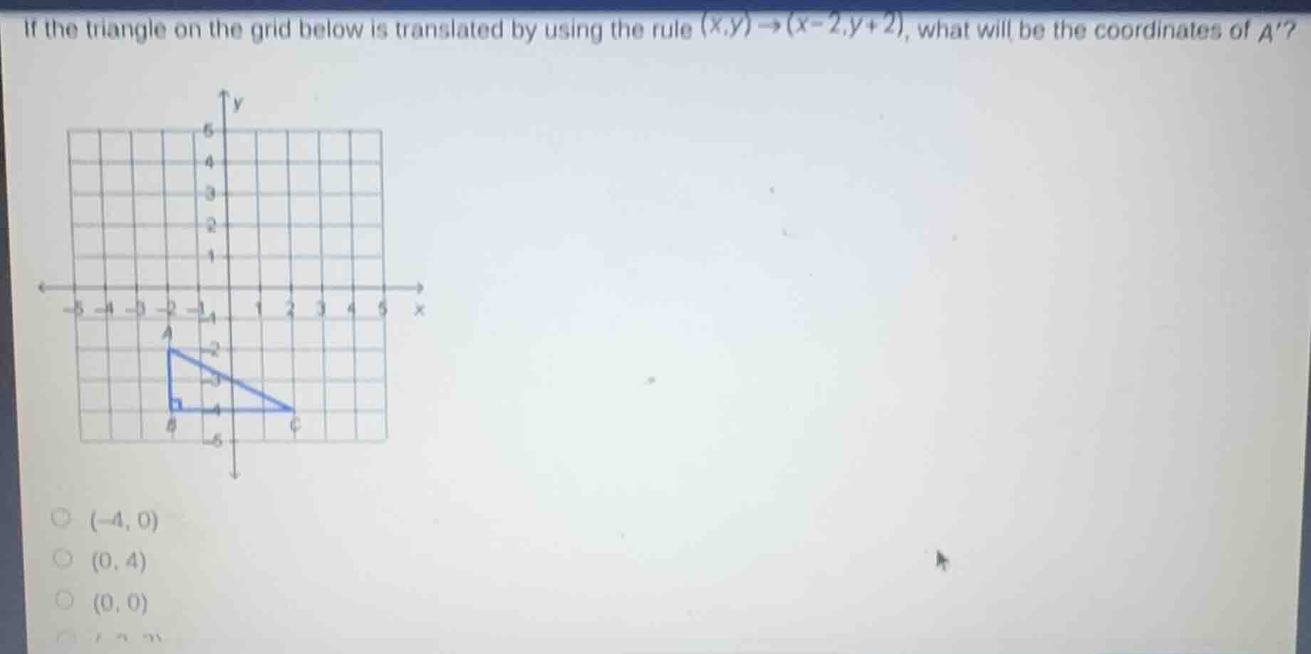 if the triangle on the grid below is translated by using the rule ((x,y…