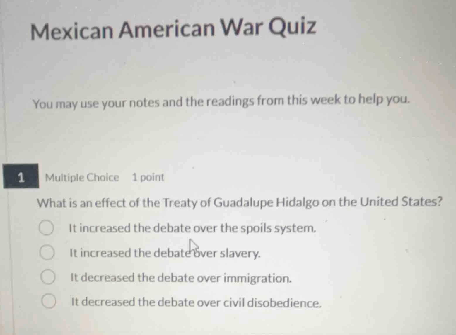 mexican american war quiz you may use your notes and the readings from …