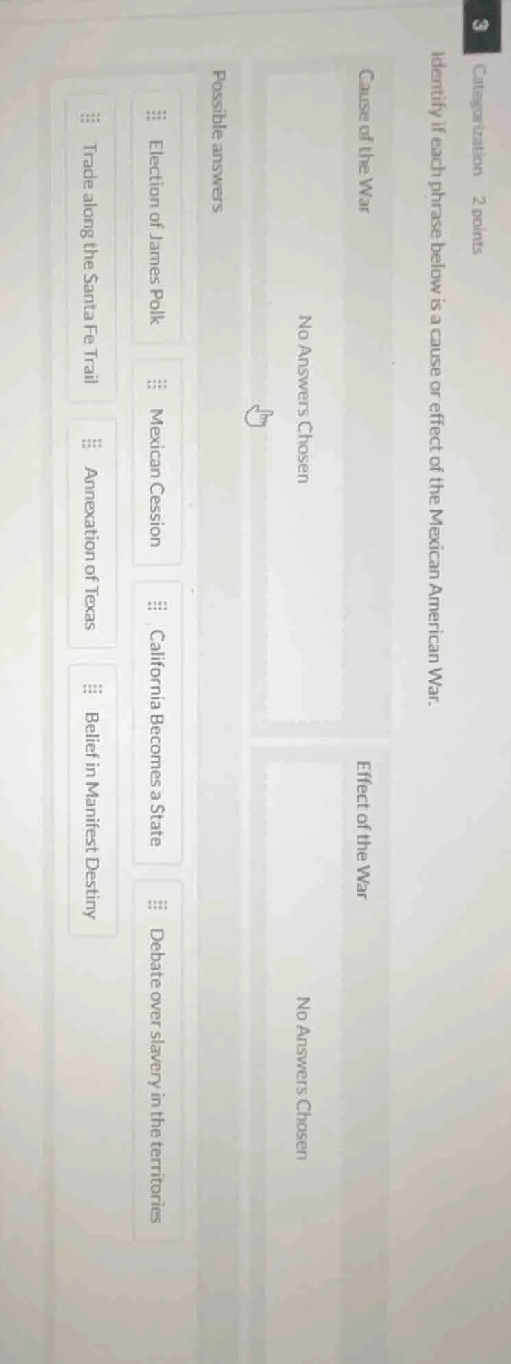 categorization 2 points identify if each phrase below is a cause or eff…