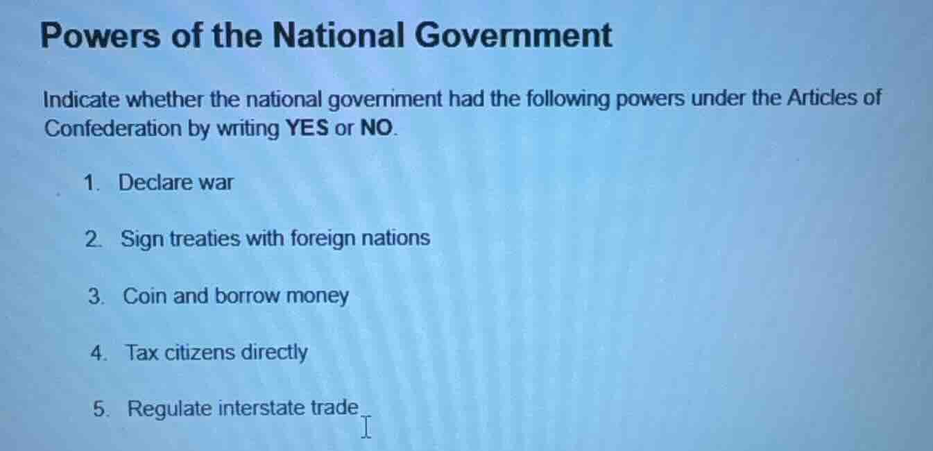 powers of the national government indicate whether the national governm…