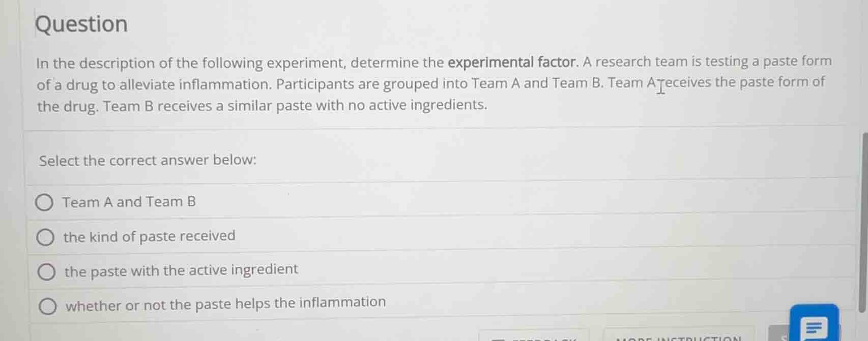 question in the description of the following experiment, determine the …