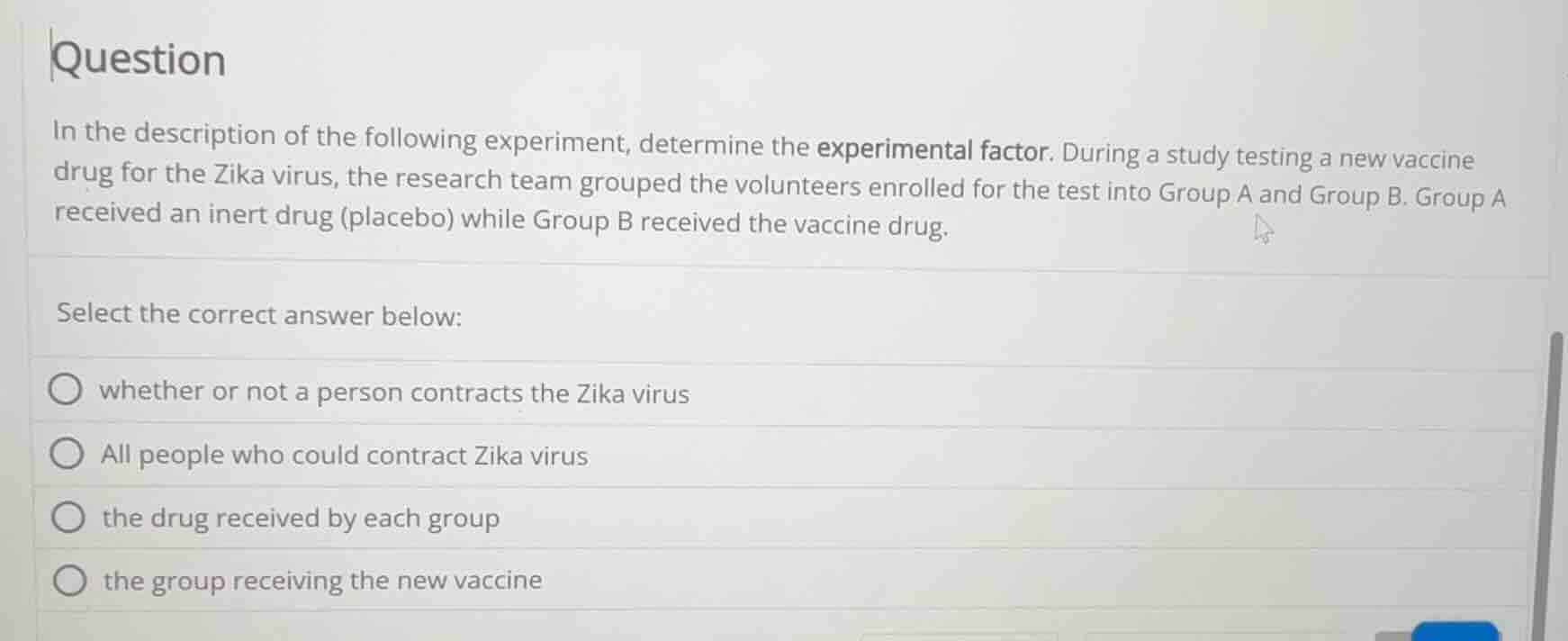 question in the description of the following experiment, determine the …
