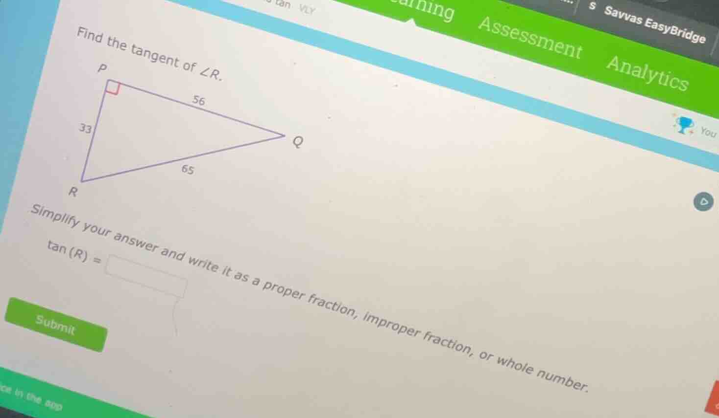 find the tangent of ∠r. simplify your answer and write it as a proper f…