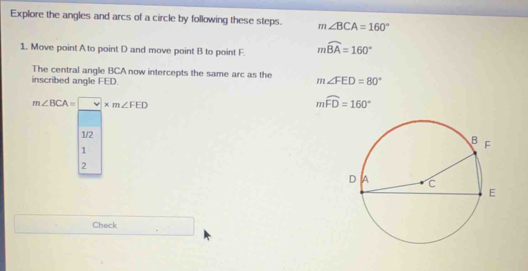 explore the angles and arcs of a circle by following these steps. 1. mo…