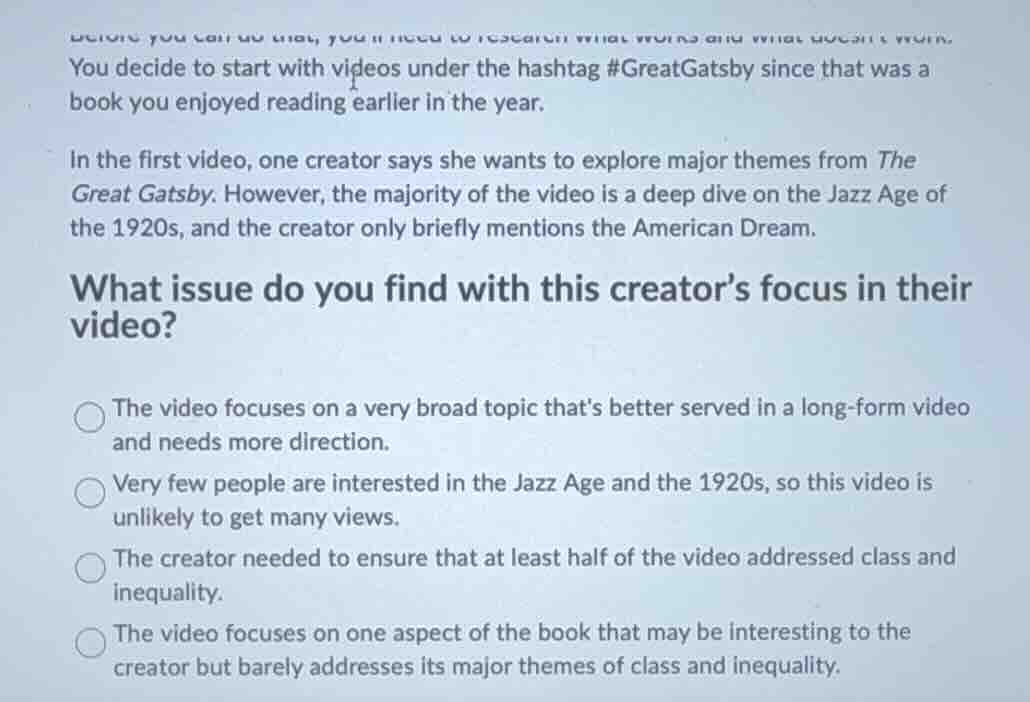 you decide to start with videos under the hashtag #greatgatsby since th…