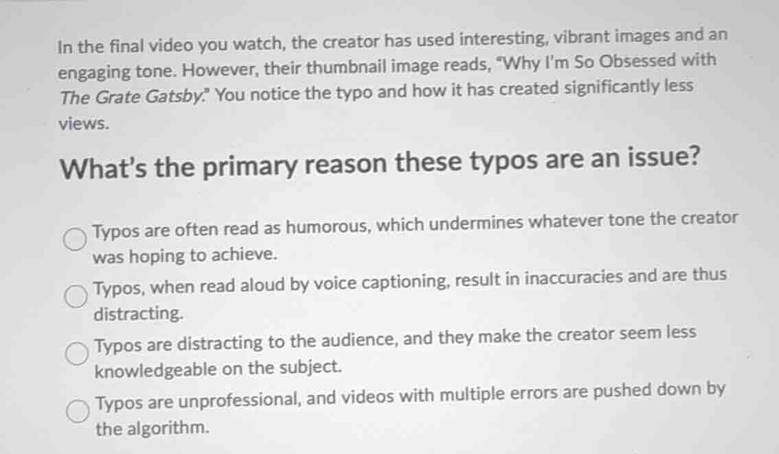 in the final video you watch, the creator has used interesting, vibrant…