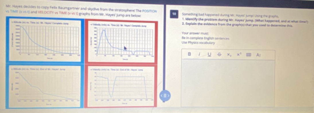 mr. hayes decides to copy felix baumgartner and skydive from the strato…