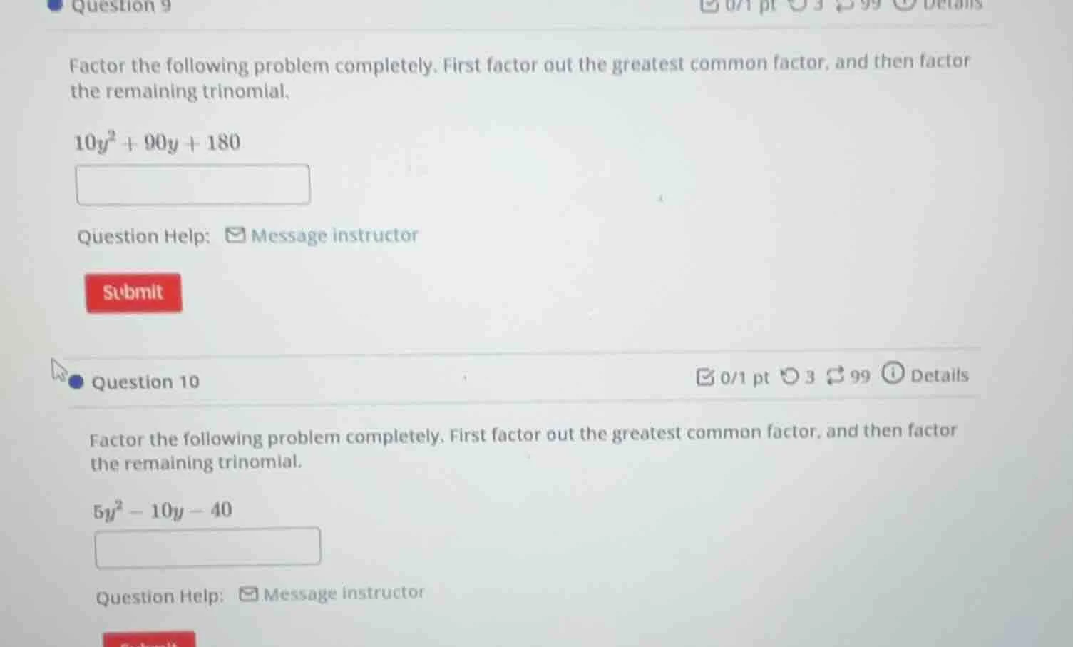 question 9 factor the following problem completely. first factor out th…