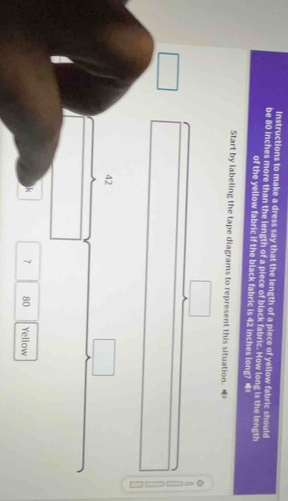 instructions to make a dress say that the length of a piece of yellow f…