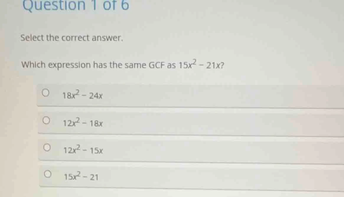 question 1 of 6 select the correct answer. which expression has the sam…