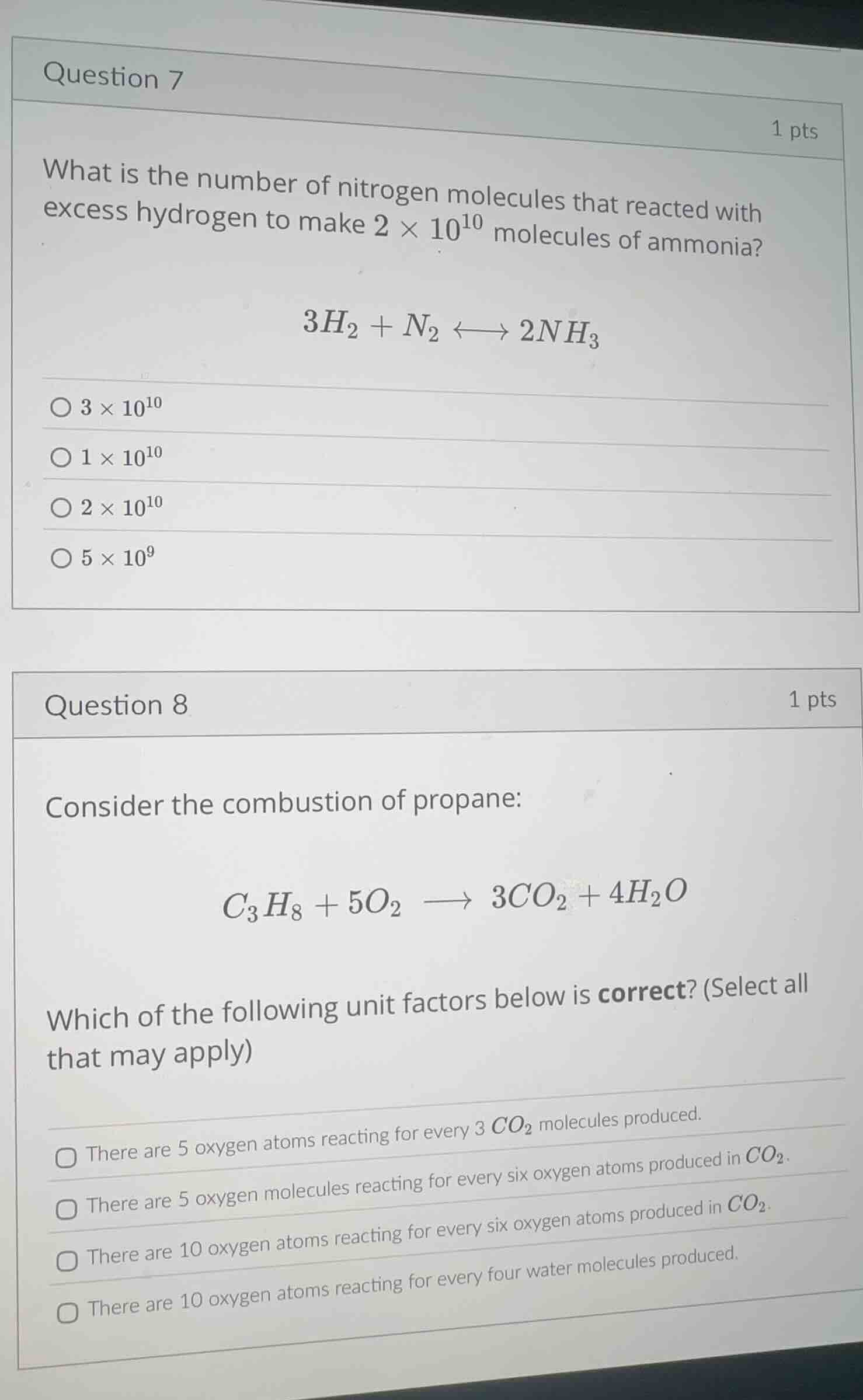 question 7 1 pts what is the number of nitrogen molecules that reacted …