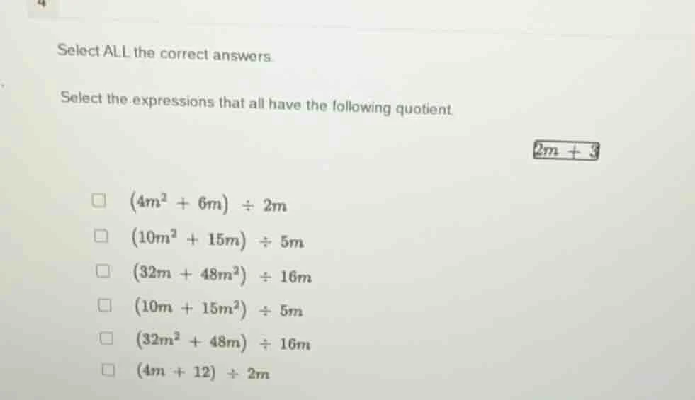 select all the correct answers. select the expressions that all have th…