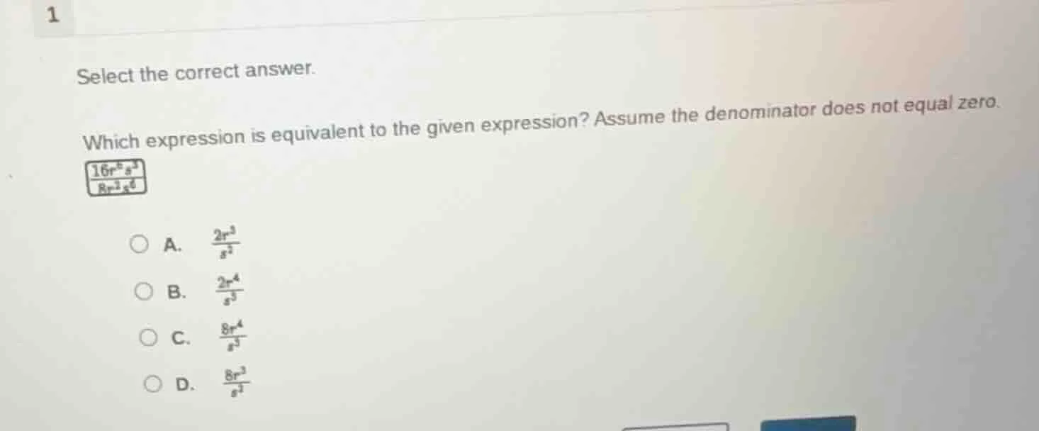 1 select the correct answer. which expression is equivalent to the give…